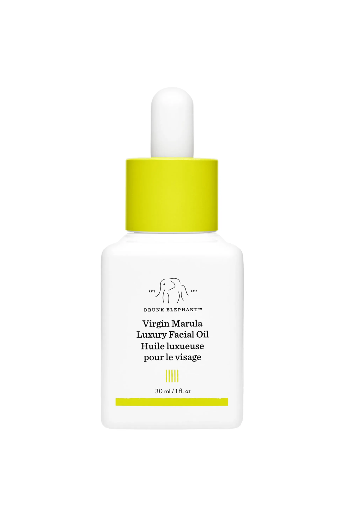 A bottle of Drunk Elephant Marula Facial Oil.