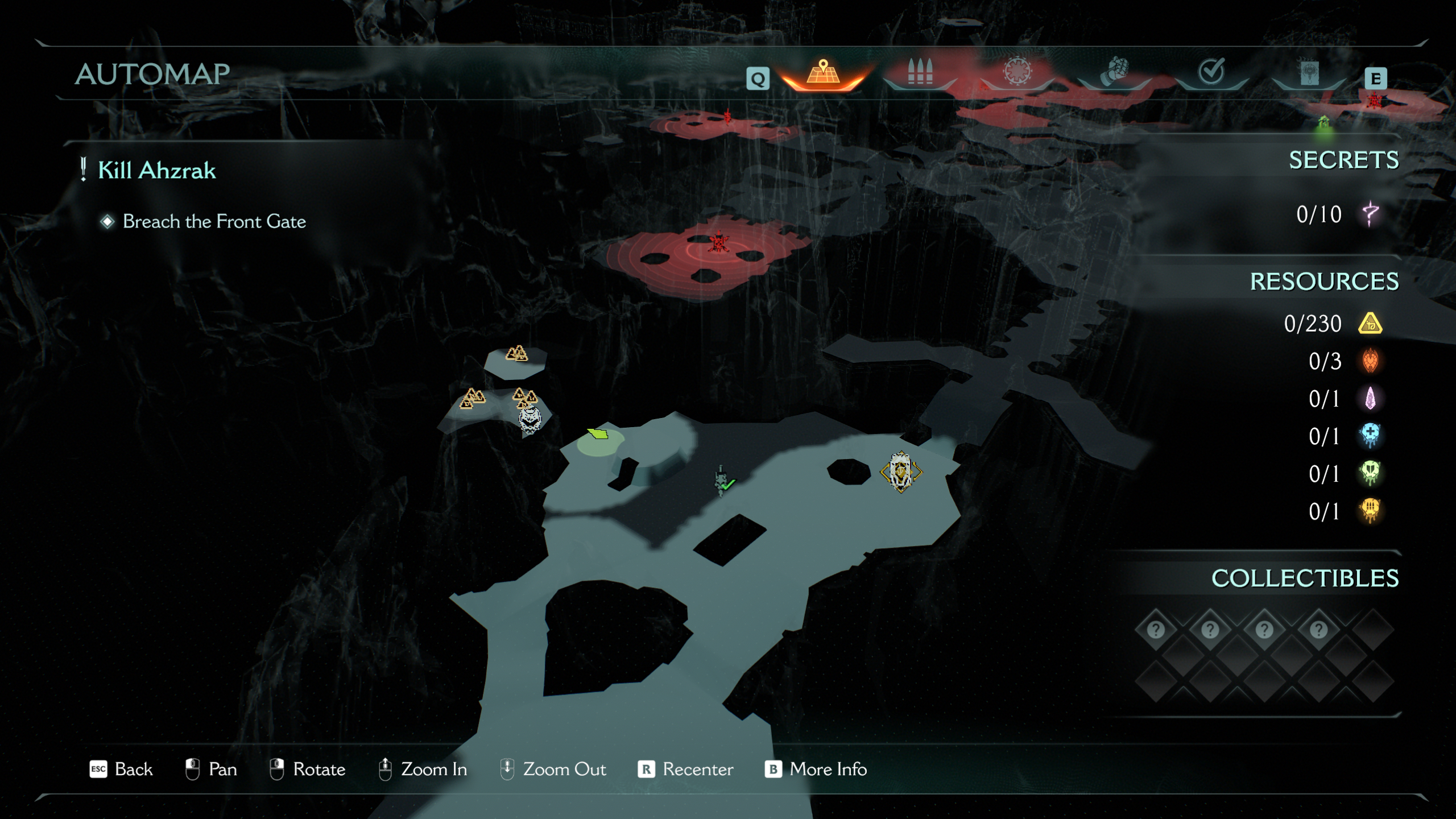 Doom: The Dark Ages The Forsaken Plains secrets and collectibles - A map showing where to find a life sigil, on a platform near a weapon drop pod.