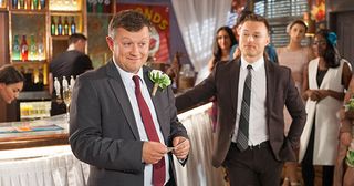 DS Geoff Thorpe gives a speech at the wedding in Hollyoaks