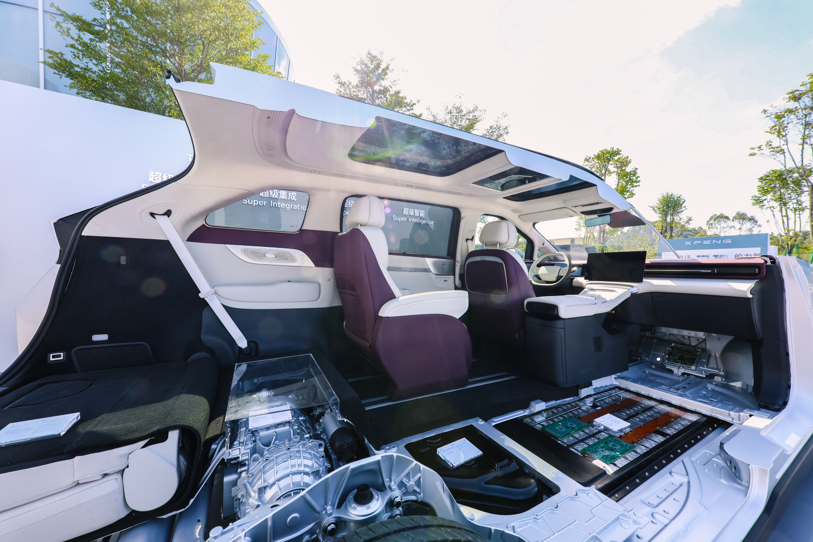 Xpeng car partly deconstructed