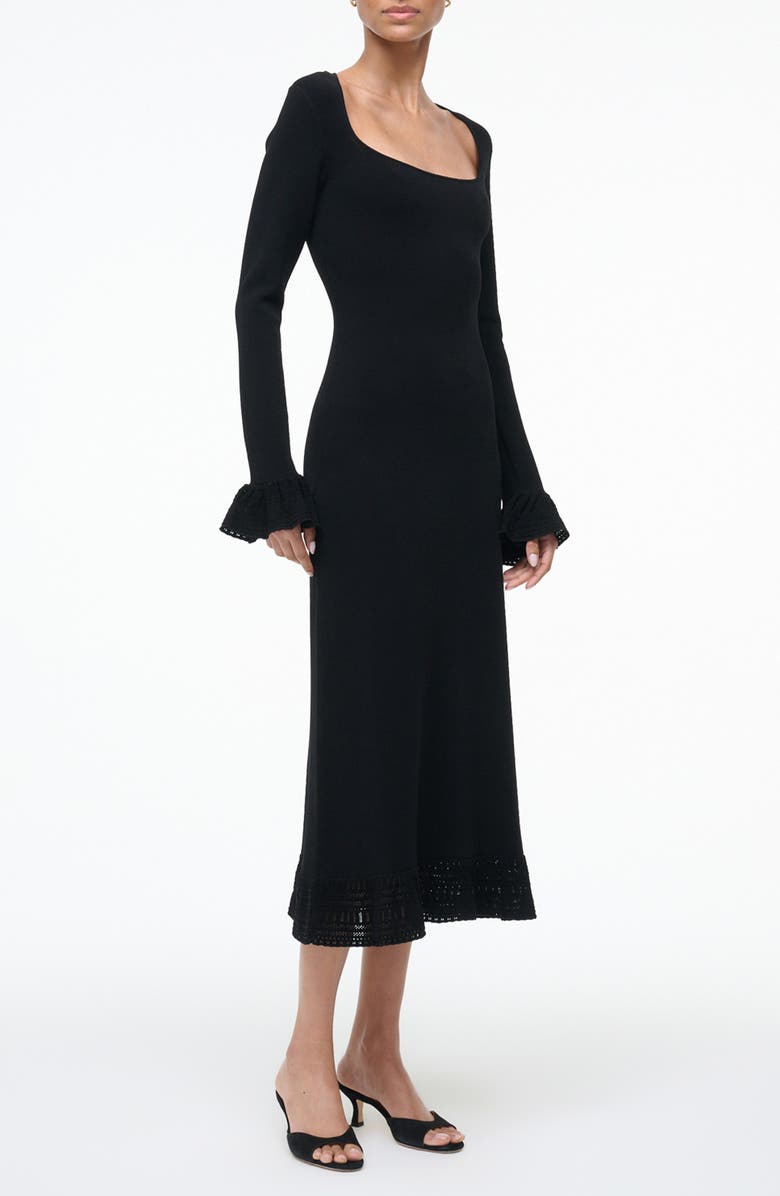 Shelley Lace &amp;amp; Ruffle Long Sleeve Midi Dress