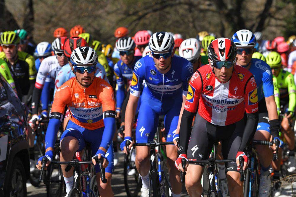 Julian Alaphilippe (Deceuninck-Quickstep) on the front
