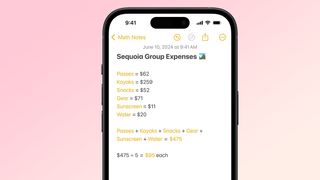 Math Notes on an iPhone running iOS 18