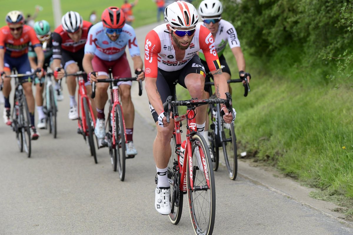 Tomasz Marczynski (Lotto Soudal) on the offensive at Fleche Wallonne.