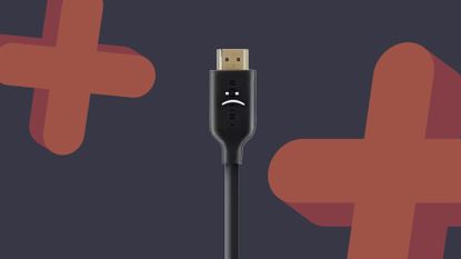 HDMI cable with sad text face