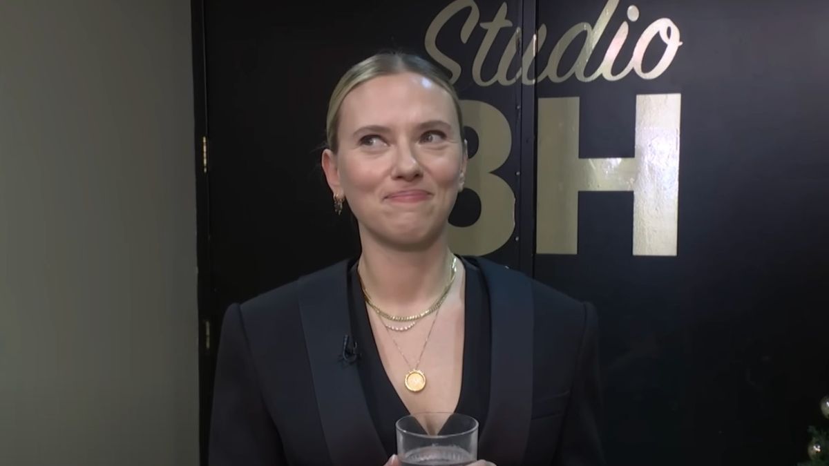 Scarlett Johansson on Saturday Night Live during 2024 Joke Swap. 