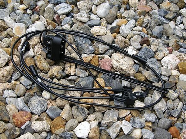 Shimano said this tangle of wires was a small price to pay for the lighter weight and better reliability as compared to a wireless setup.