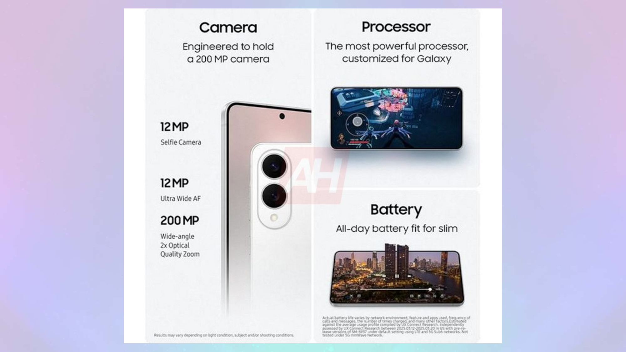 S25 Edge marketing materials showing off the camera specs
