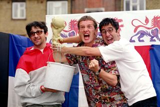 Ian Broudie from the Lightening Seeds (left to right), comedians Frank Skinner and David Baddiel are the masterminds of “Three Lions”