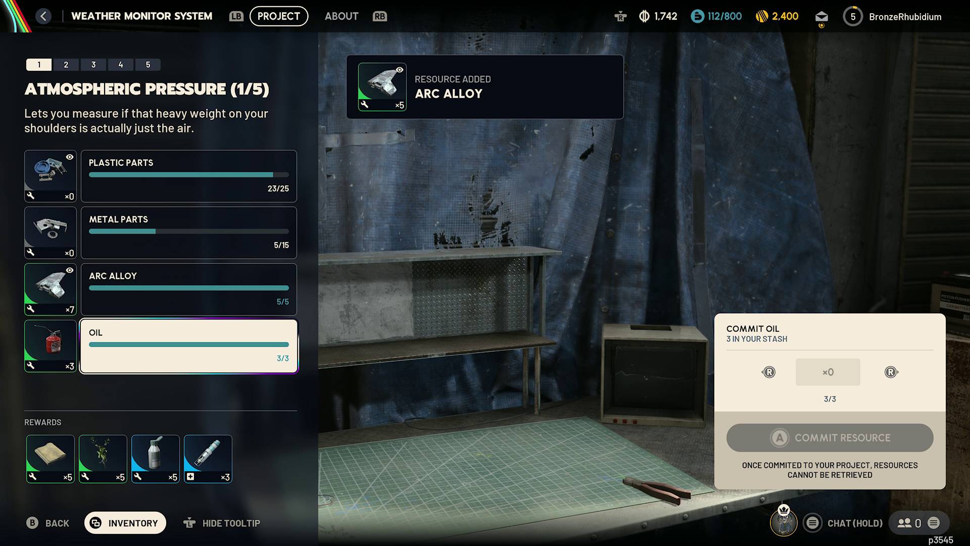 Arc Raiders Weather Monitor System project stage 1 materials list