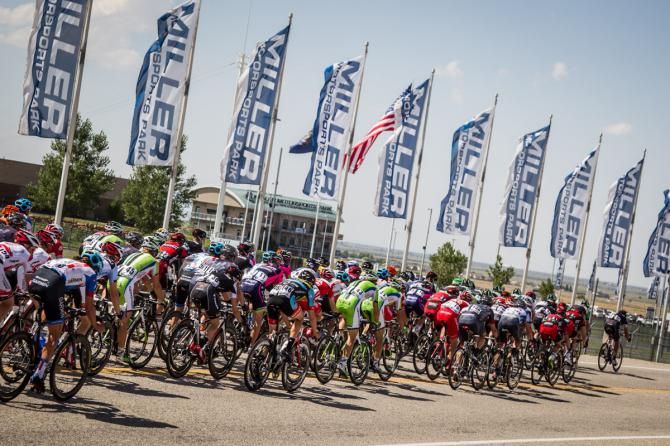 The peloton heads into the Miller Motorsports Park