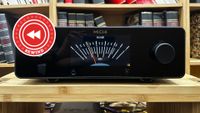Rotel Prestige Michi X430 on desk with Rewind logo
