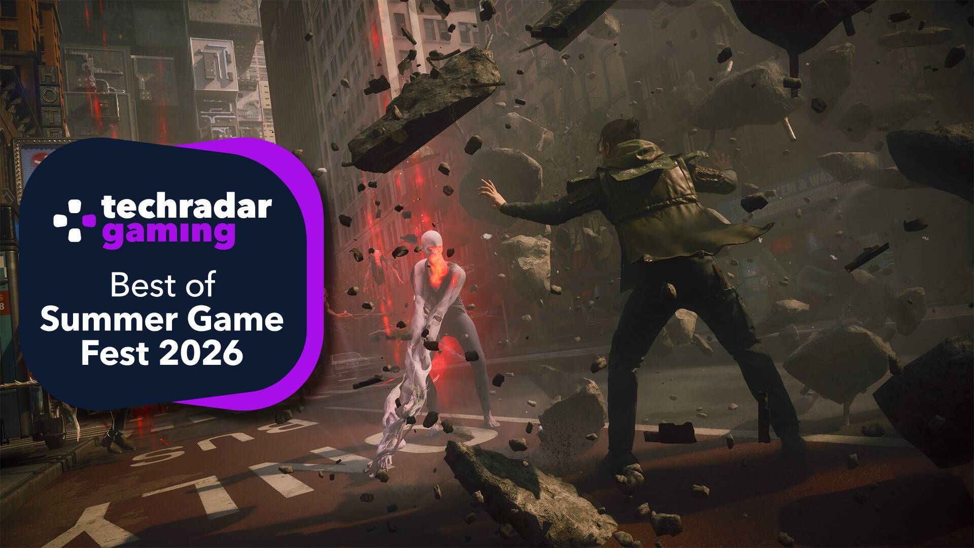 TechRadar Gaming Best of SGF のタグが付けられた Control Resonant バトルのスクリーンショット。