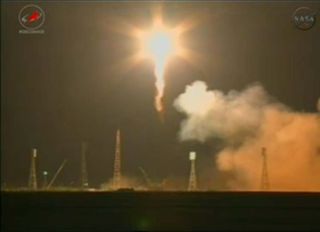 A Russian Soyuz rocket launches into space carrying the unmanned Progress 48 cargo ship on a first-ever 6-hour flight to the International Space Station on Aug. 1 EDT in 2012. The rocket launched from Baikonur Cosmodrome in Kazakhstan, Central Asia.