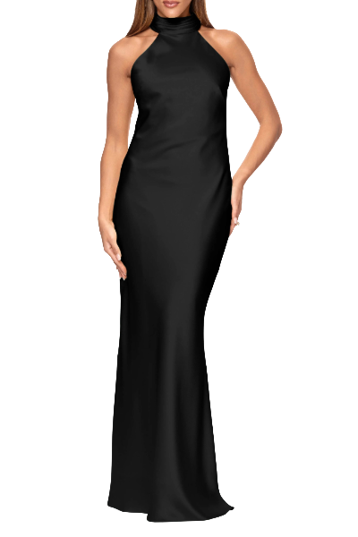 Xscape Evenings, Halter Neck Satin Sheath Gown
