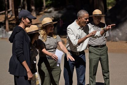 President Obama meets park rangers in Yosemite