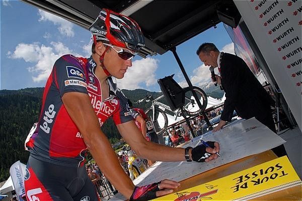 Greg Van Avermaet (Silence-Lotto) signs in.