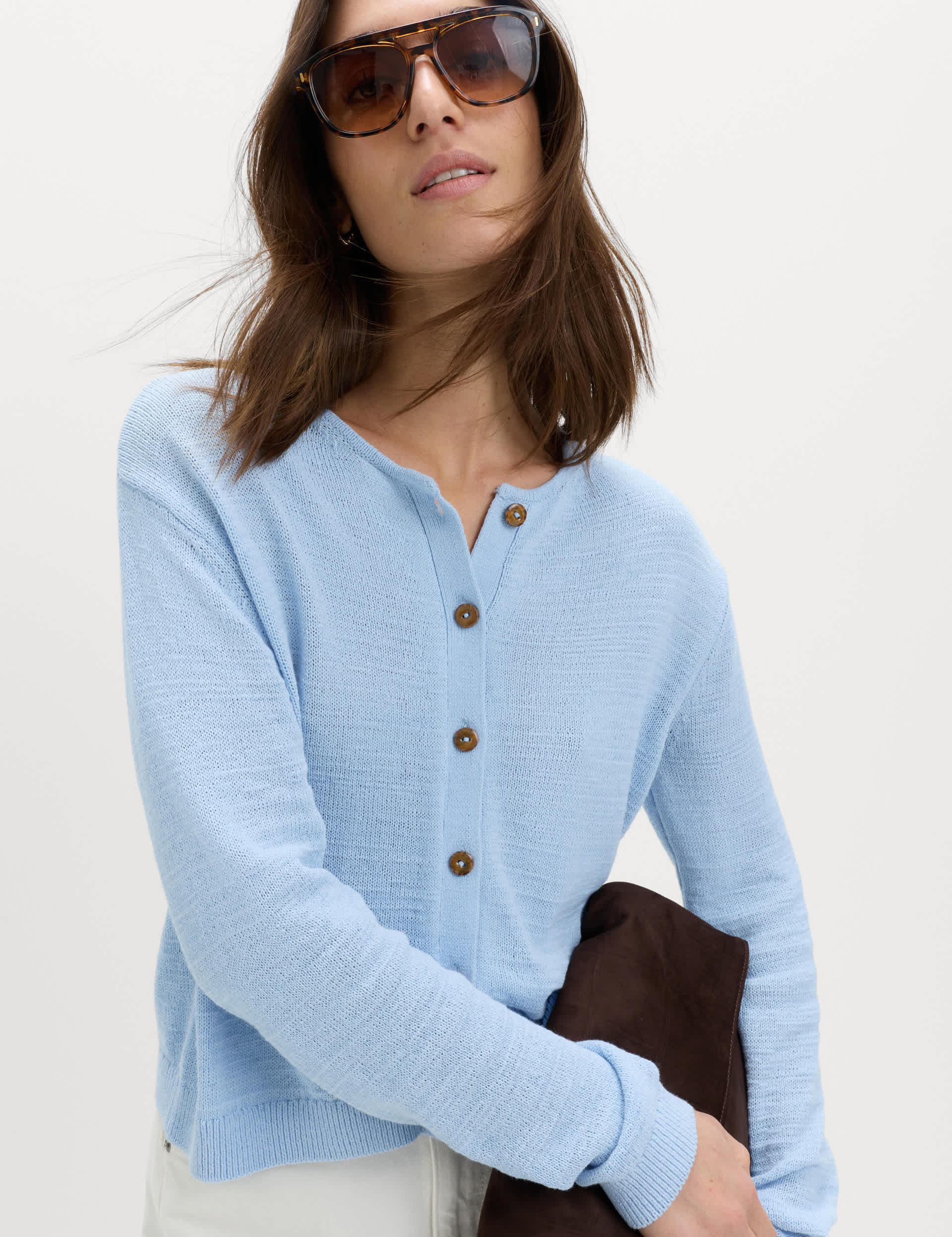 Cotton Rich Button Through Cropped Cardigan