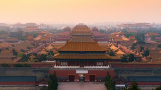 An aerial shot of The Palace Museum in Beijing, China