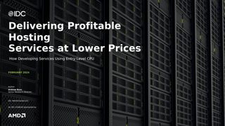 Background image of servers and large white text that says Delivering profitable hosting services at lower prices