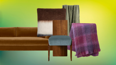 a collection of mohair home items on a colorful background