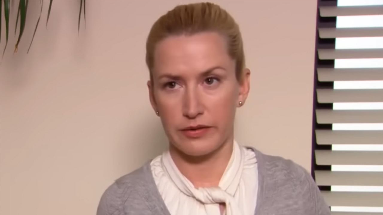 Angela talking to the cameras on The Office.