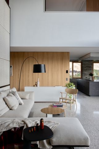 A terrazzo floor in a minimalist living room