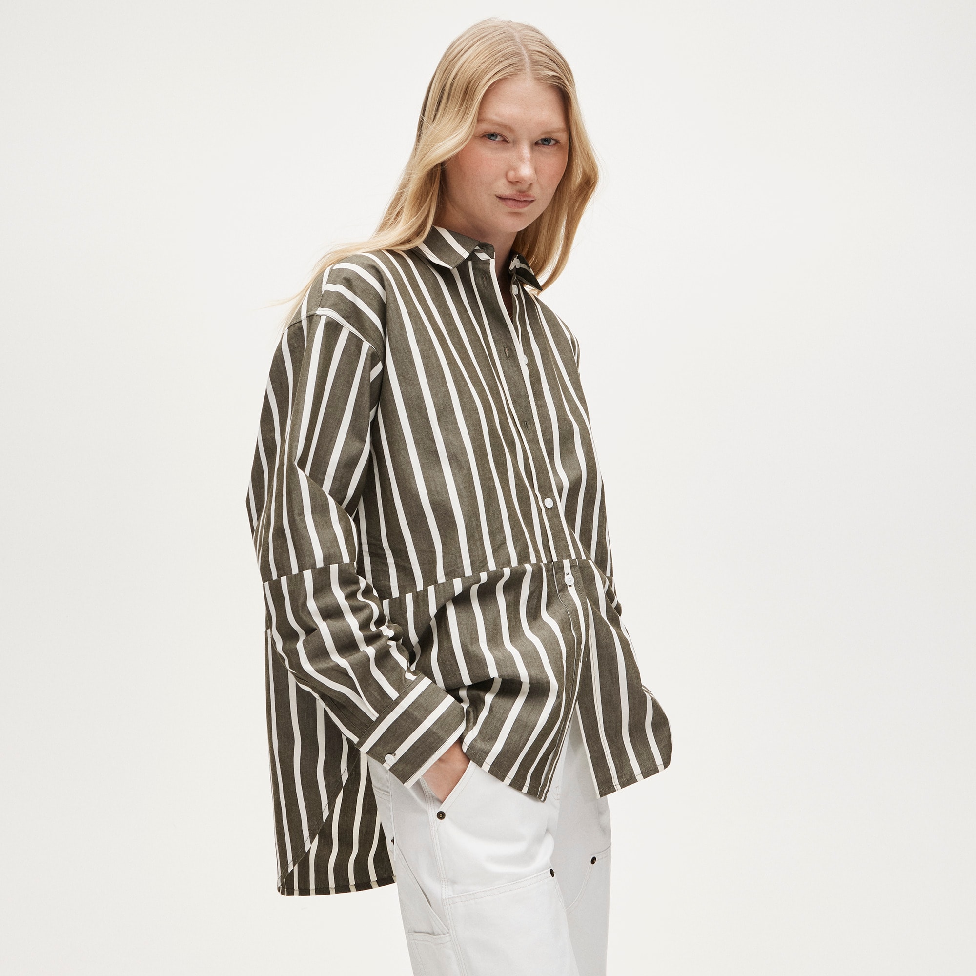 &Eacute;tienne Oversized Shirt in Offset-Stripe Cotton Poplin
