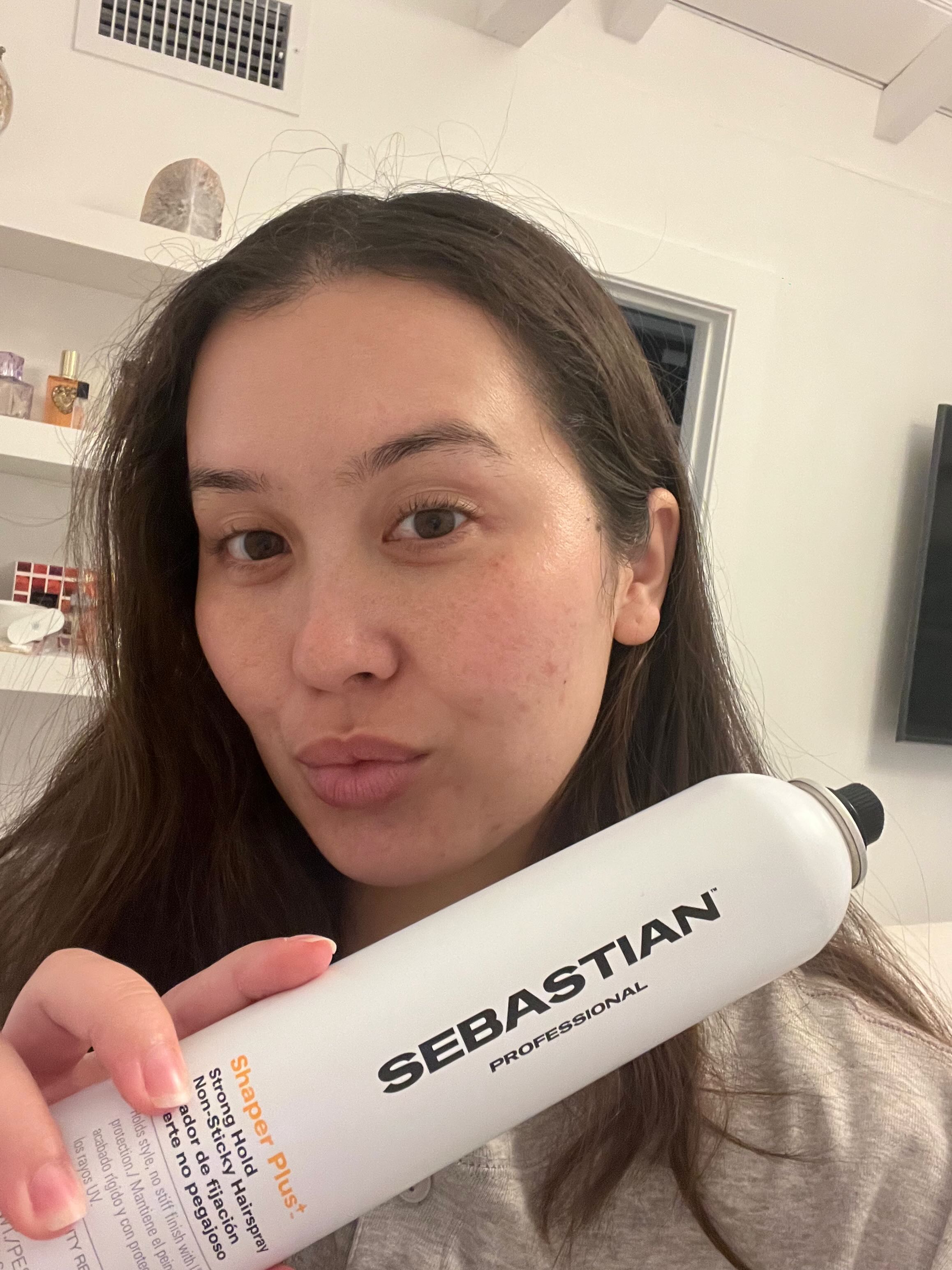 Catharine Malzahn testing Sebastian Professional Shaper Plus Hairspray