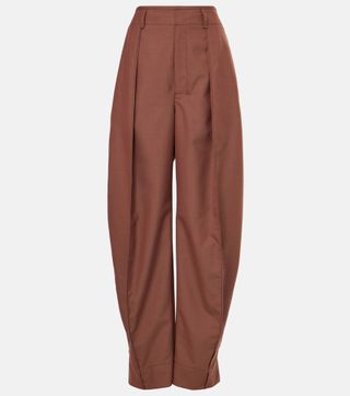 High-Rise Twill Tapered Pants