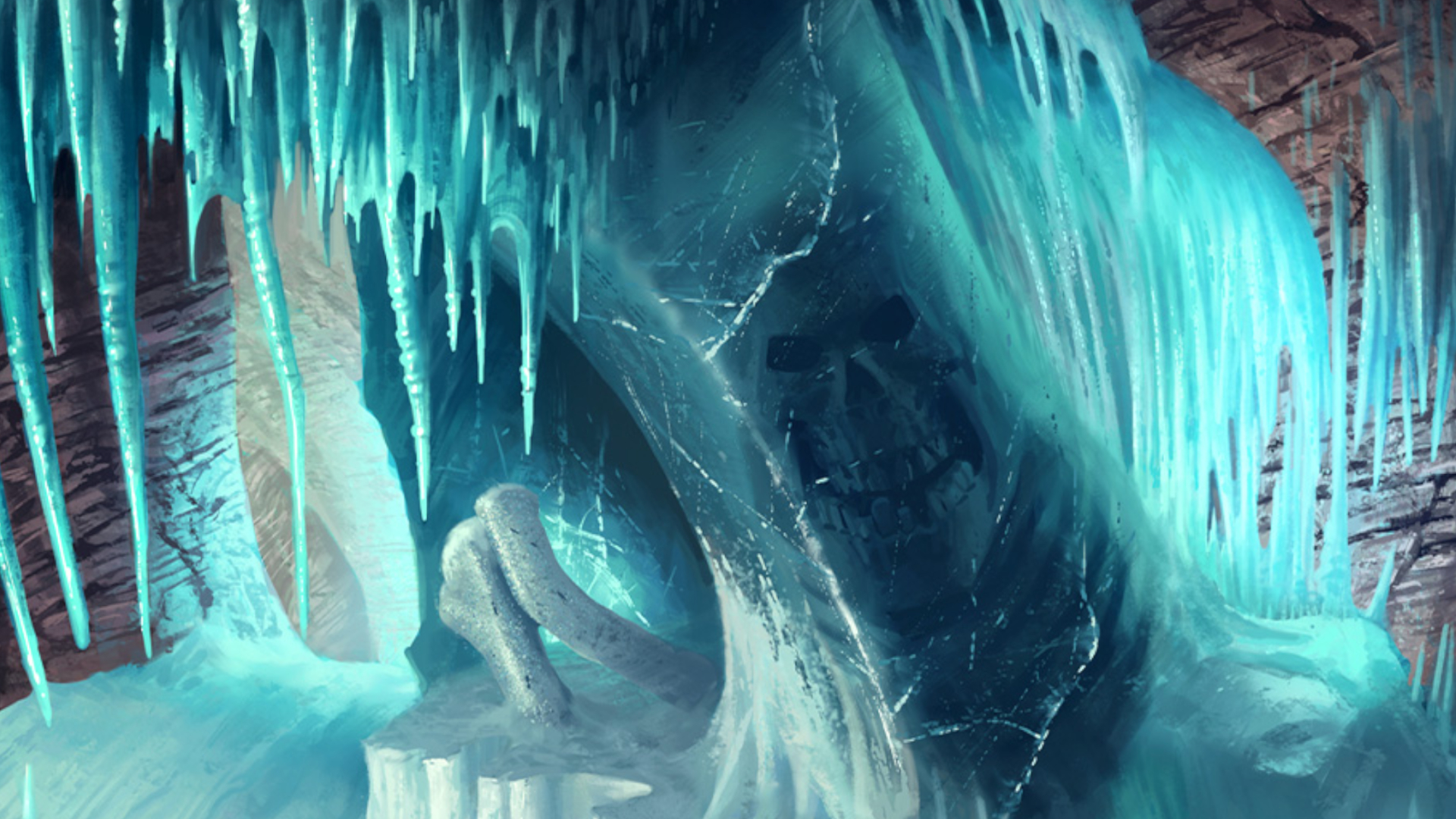 Zamrożone, lodowe kolumny i stalagmity z Warhammer Underworlds: Deathgorge