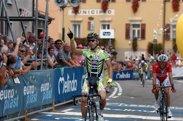 Giovanni Visconti celebrates his third win of the season at the Trofeo Melinda.