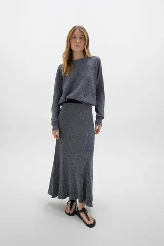 Ribbed Marl Cashmere Skirt