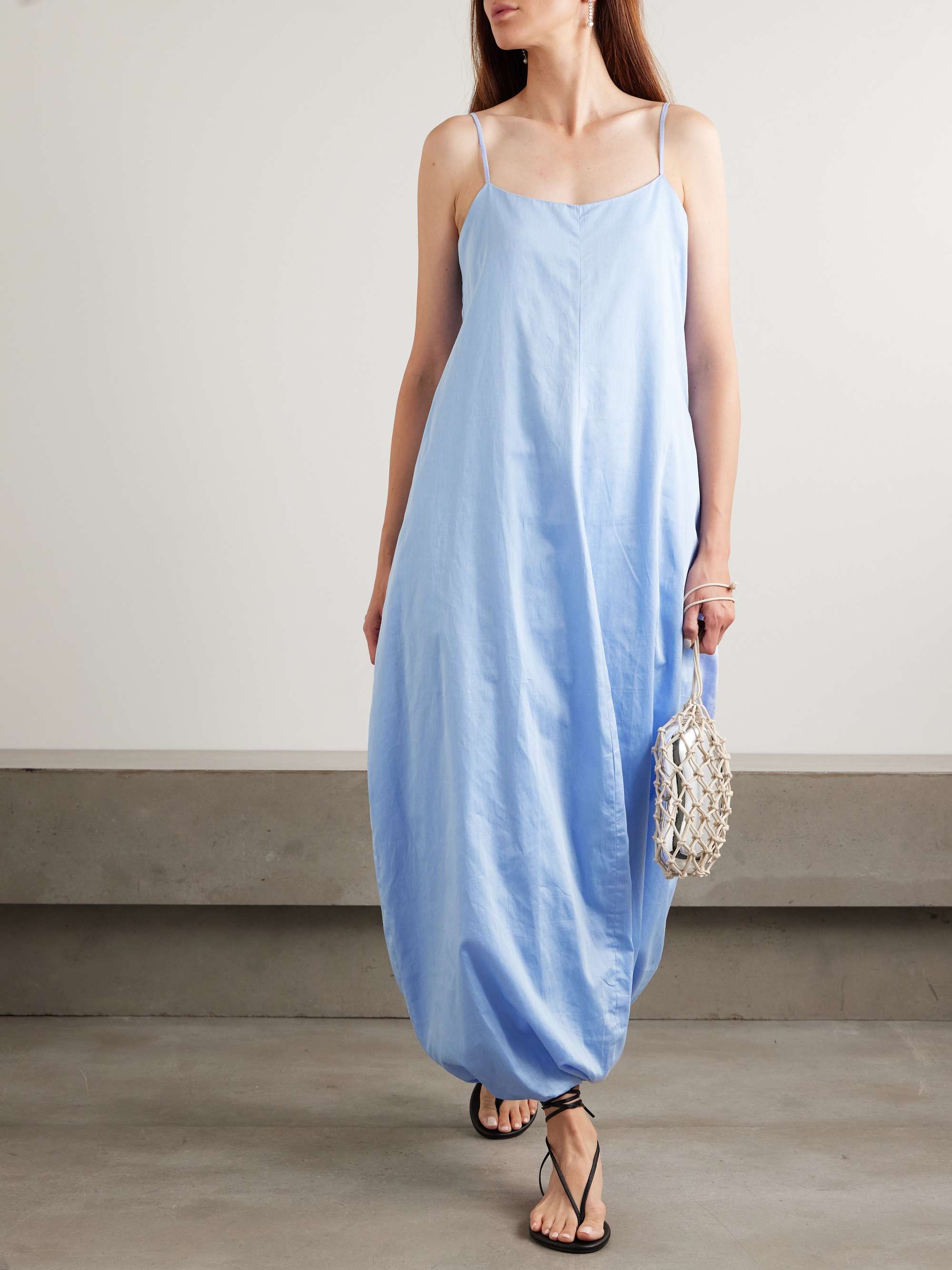 Aniela Gathered Cotton-Poplin Maxi Dress