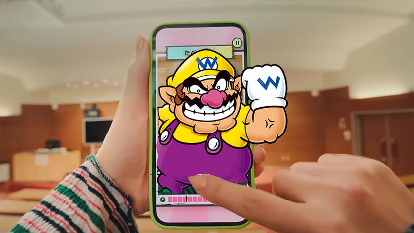 A bright Nintendo mascot character pops out of a mobile phone