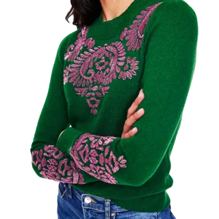 green embellished jumper