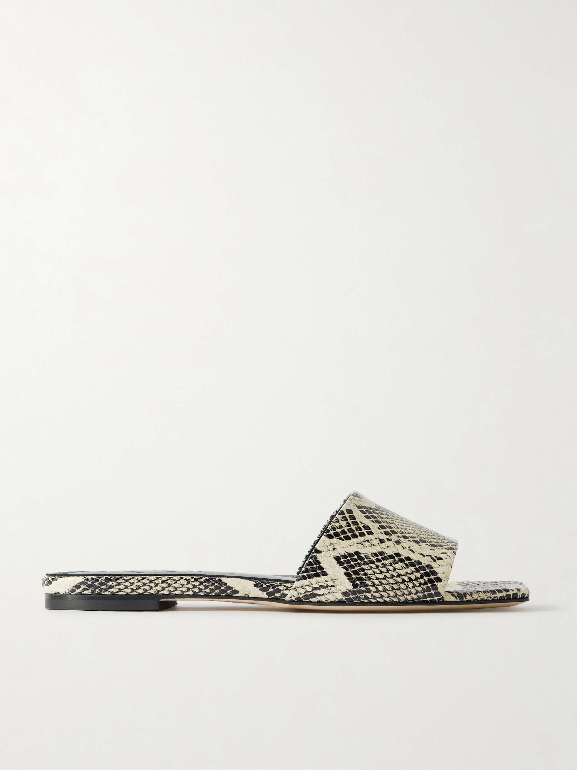 Anna Snake-Effect Leather Slides