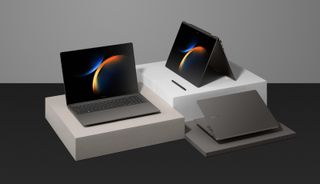 Samsung Book3 Series of laptops on plinths
