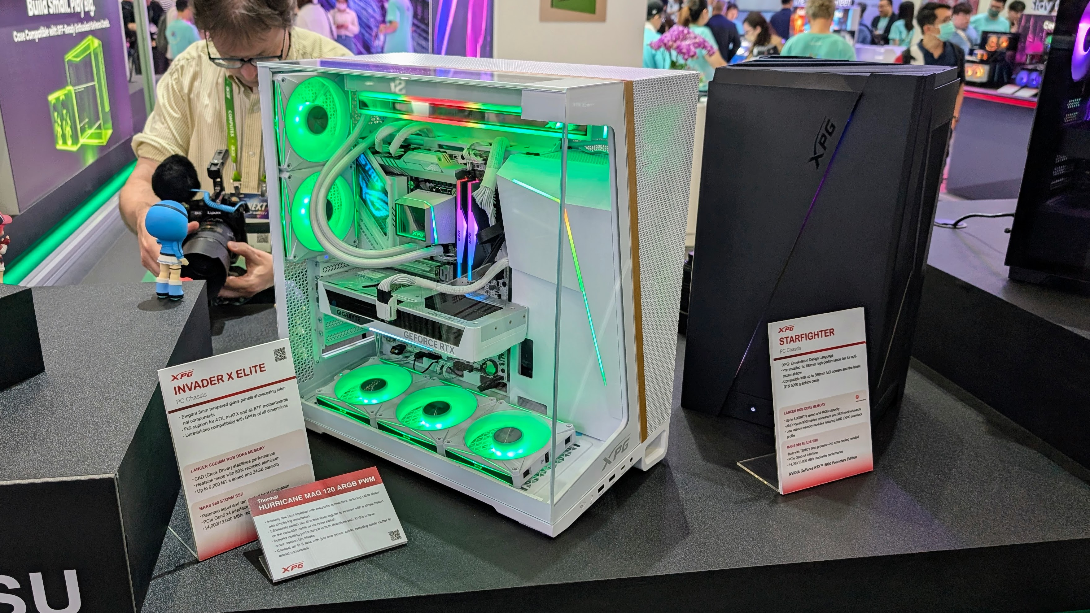 XPG Invader X Elite case showcasing a custom gaming build at Computex 2025