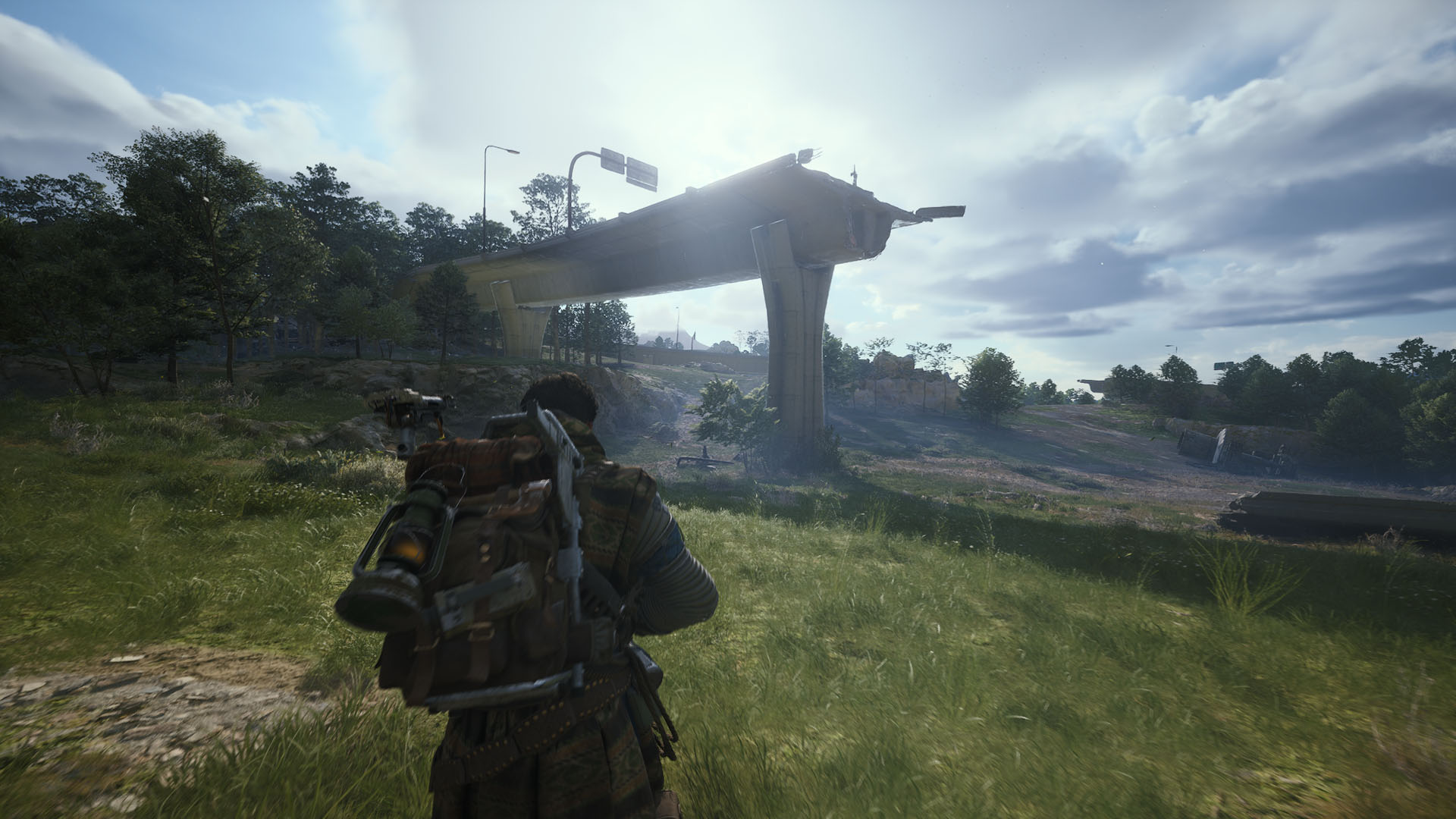 Approaching a broken highway in Arc Raiders