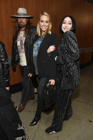 Billy Ray Cyrus, Tish Cyrus and Noah Cyrus backstage during the 61st Annual GRAMMY Awards at Staples Center on February 10, 2019.