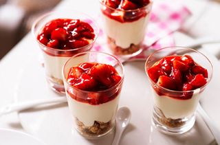 Strawberry cheesecake pots