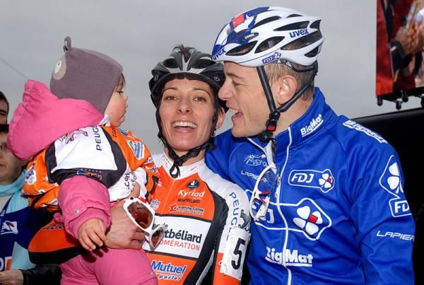 Lucie Chainel-Lefevre with her son and husband