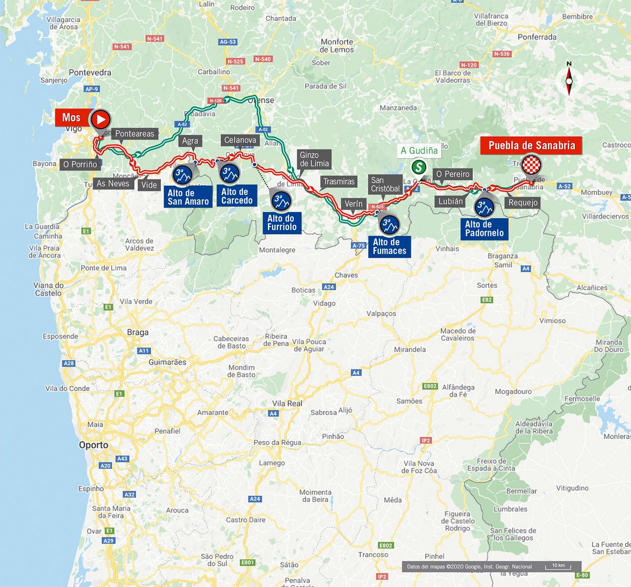 Stage 15 map 2020 Vuelta a Espana