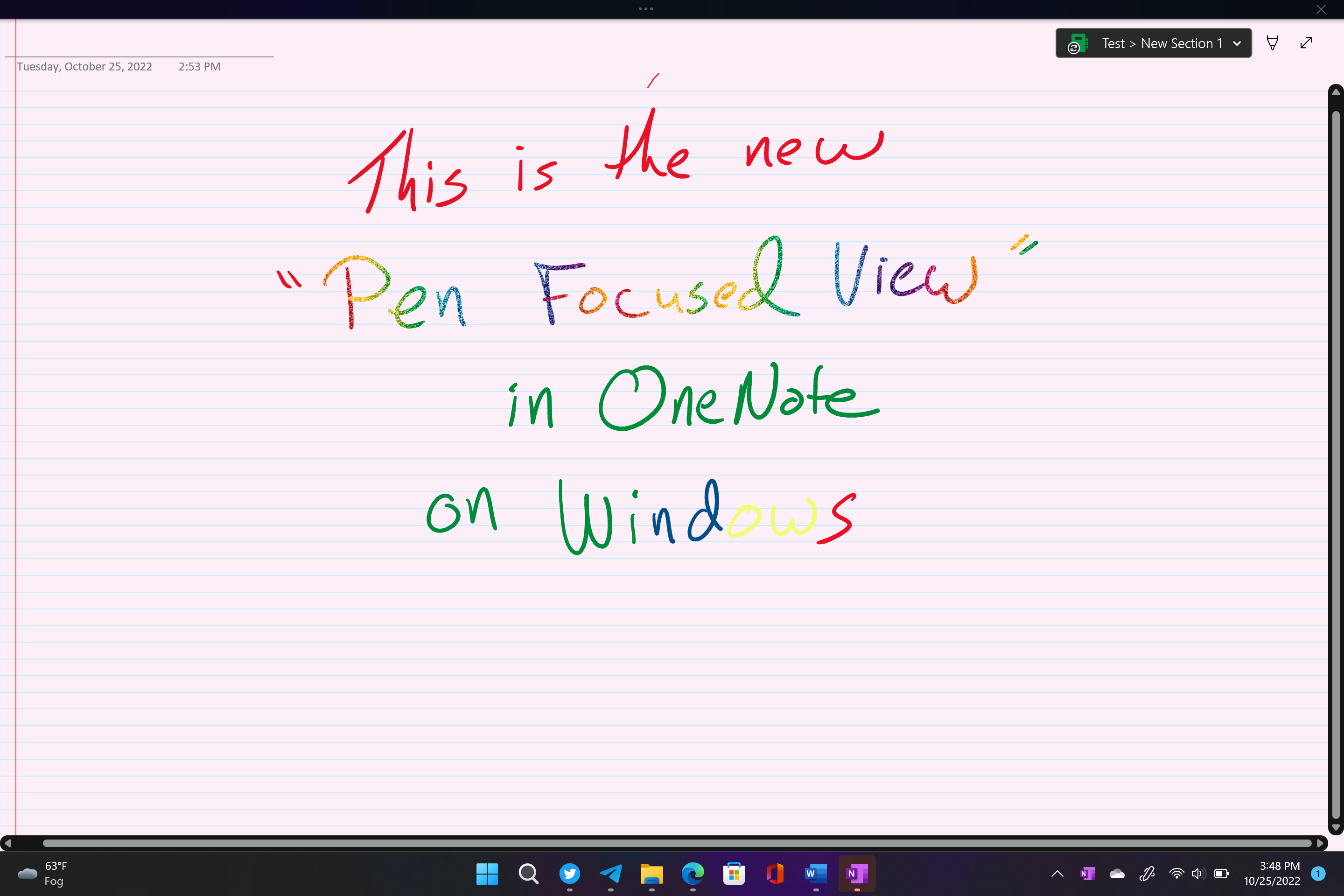 Fokussierte OneNote-Stiftansicht