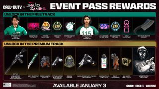 Call of Duty Black Ops 6 Squid Game Event Pass rewards track.