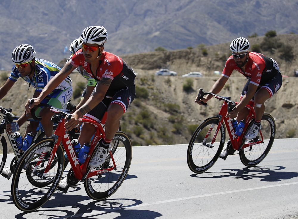 Trek-Segafredo riders climn during stage 5 at the Vuelta a San Juan