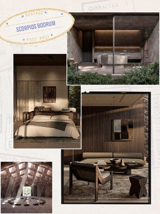 A collage of four images depicting a hotel room, bathroom, and spa in Turkey.