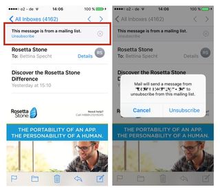 iOS10 users can opt for list-unsubscribe