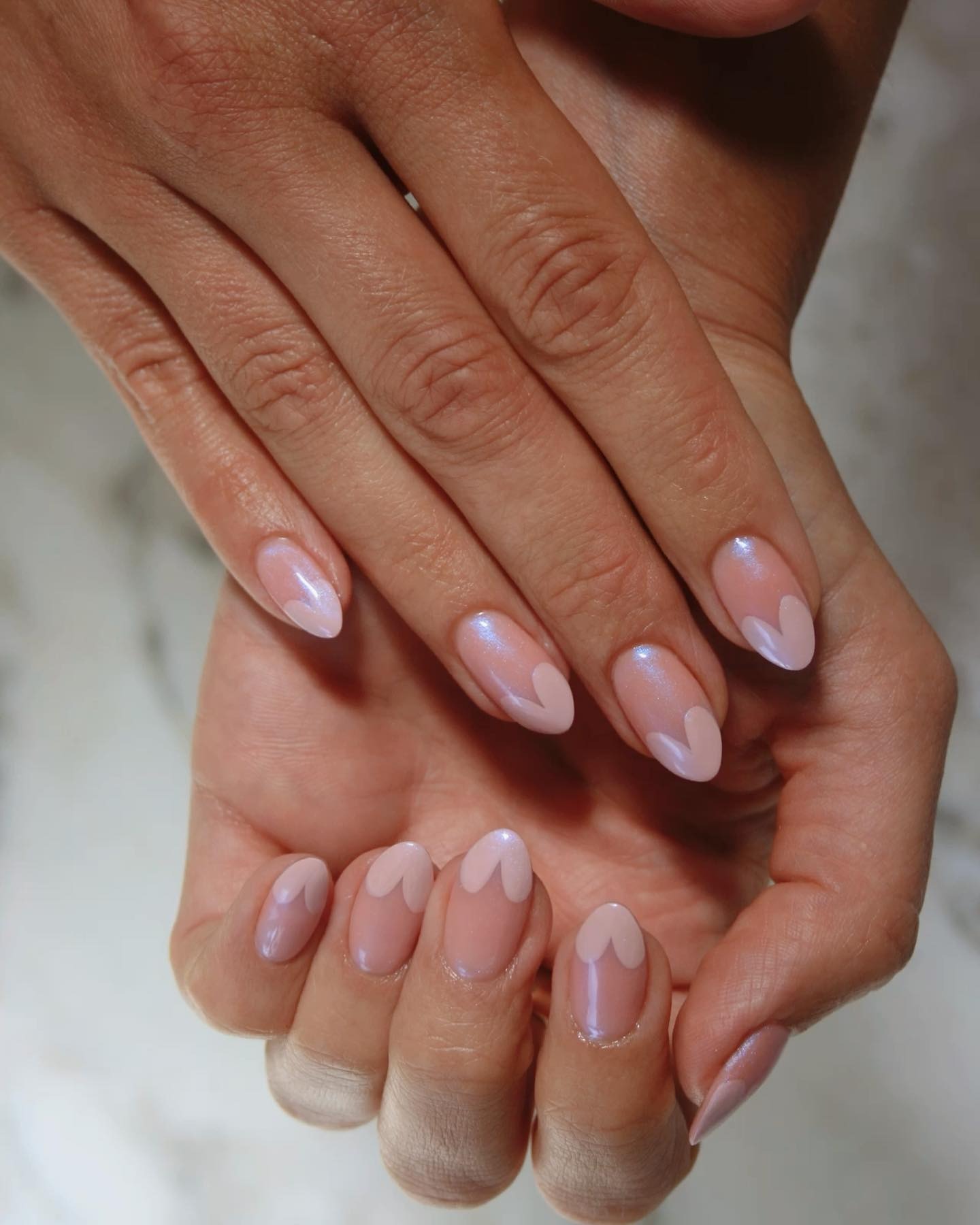 Glazed hearts simple nail design